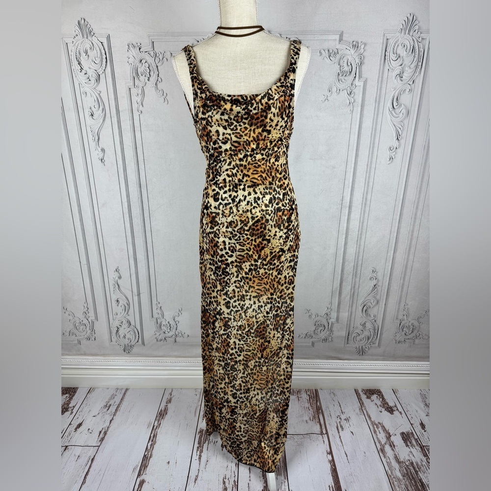 Catwalk Sexy Backless Leopard See Through Cowl Neckline Vacation Beach D… - Picture 2 of 10